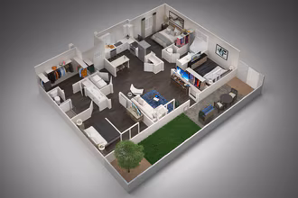 3 Bedroom, 2 Bathroom 128 floor plan